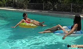 Marie and Candie get NAILED hard by the pool with wild group action.