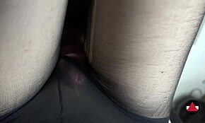Her POV Thigh Fucking in Pantyhose Ends with Cumshot
