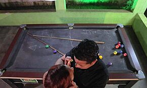 Muscular Guy Licks Big Pussy Lips On Billiard Table
