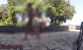 Caught Exhibitionist Wife Misscreamy Masturbates Stranger’s Cock on Public Street Spain