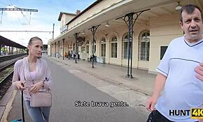 So this lucky hunter bangs a stunning young Czech woman for cash.