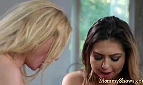 lesbian milfs threesome with sweet stepteen