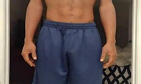 Mature Woman with Brown Eyes Works Out Barefoot in Dorm Gym