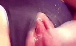 Slutty selfie girl seduces with shaved squirting pussy