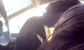 Lesbian Bestfriend Delivers Sloppy Road Head and Swallows Every Drop in Wild Ride