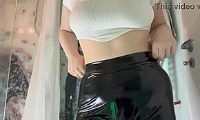 I swear, blowing in leather leggings with this big butt is wild!