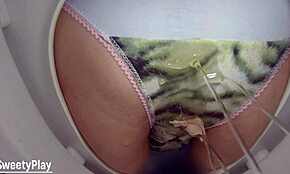 bbw milf housewife feels the thrill of pissing in her panties on toilet cam
