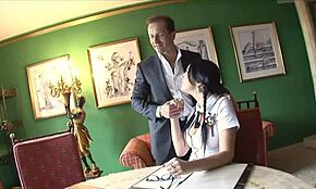 Brunette with Amazing Natural Tits Fucks Professor Hard