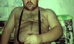 gay man in red stockings rubs his little dick and shows huge ass