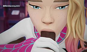 Spidey sex with Gwen Stacy and Miles in doggy style by the open window