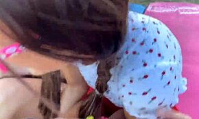 i met two cute brunette girls for wild group sex in public