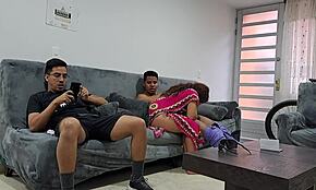 hey, watch nalas handle two thick cocks with her tight latina curves