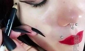 I sees the hot brunette backstage, she's so sexy in her uniform