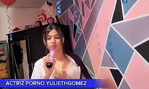 naughty girl provokes with short dress no panties moving ass on stick 😈