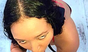 submissive latina milf dominated on rooftop, facial blowjob and golden shower