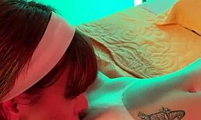 the mature maid got aroused while licking the young teen's feet and pussy in a forbidden roleplay