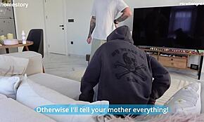 her stepfather punishes teen 18+ ass for skipping classes in garage