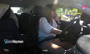 Hot Wife Flashes Stranger in Car for Groping