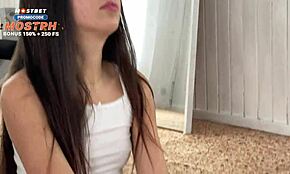 double penetration into a tight pussy for an athletic girl after workout, cum in mouth 😍