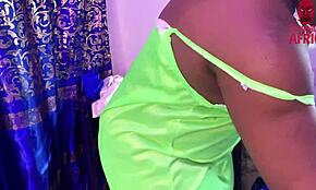 Horny African stepmom shakes her fat ass in doggystyle, creampie fucking her wet pussy on stepson's big cock.