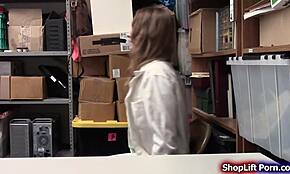 Store security, you gonna fuck this busty shoplifter's tits and pussy?