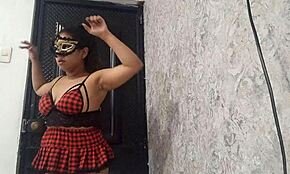 Exotic dancer warms up by spreading her legs wide open