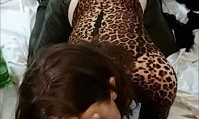 2112 Tec Straight View - Full - French Amateur Red Satin Leopard Bodysuits Black Leather Pants Heels Deepthroat Rimming Doggystyle Pov