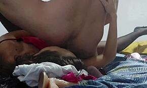 Milf in satin dress performs deepthroat and ass licking solo