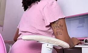 Curvy Girl Working Eating And Farting