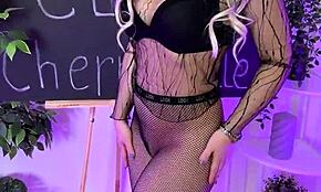 Putting On Fishnet Tights In Nylon Club For Beautiful Mature Woman