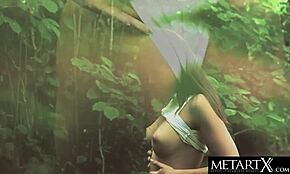 sexy green-eyed beauty intensely masturbates perfect breasts outdoors