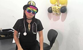 the hot office worker prepares an anal plug to play with her horny buttocks