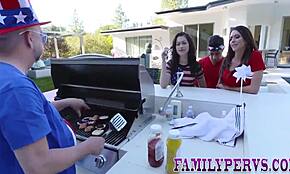 milf and teen sucking and fucking at stepfamily bbq