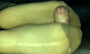 filling nylonsocks with cum after stocking footjob