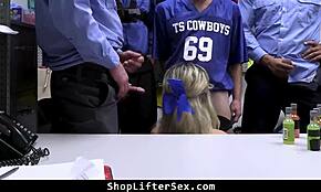 bad cheerleader caught stealing gets gangbanged 😏