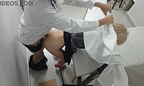 stepmom goes to gynecologist and gets fucked by doctor next to stepdaughter