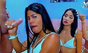 slutty stepsisters team up for surprise blowjob to stepfather