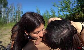 want to join this casual foursome outdoors with two big-ass brunettes?