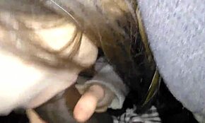 White girl sucking big black dick, cum in mouth when turning away