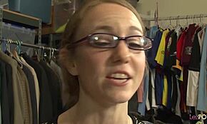 A Tiny 18+ Blonde Teen 18+ Lesbian With Pierced Tongue Gives A Proper Licking To Her Mature Girlfriend With Glasses