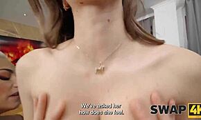 swap4k a kinky couple had a hard threesome with a hot girl her boyfriend watched through the glass