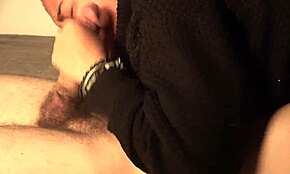 extreme deepthroat gagging finishes in mouth after hard fast handjob hairy veiny cock