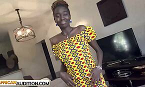 African beauty, ready for big dick white male at fake audition?