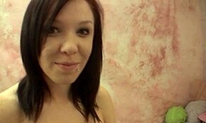 Riley Rebel tears through pantyhose for lap dance then uses glass dildo