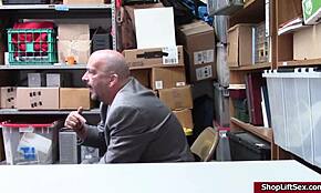 Mall Officer Boldly Fucks Teen Shoplifter In Office With Monster Cock.