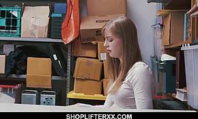 teen dolly leigh strips and fucks in loss prevention office at work