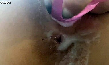 Ultimate creamy pussy toy fuck close-up.