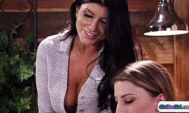 Wow! Busty Teacher Rims Coed While She Calls GF!