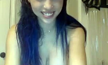 i'm watchin my busty gf masturbatin in the shower on webcam, she's so beautiful with her big natural tits and dildo, it's drivin me crazy.