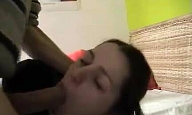 a tempting girlfriend performs oral action and receives cum in mouth during pov